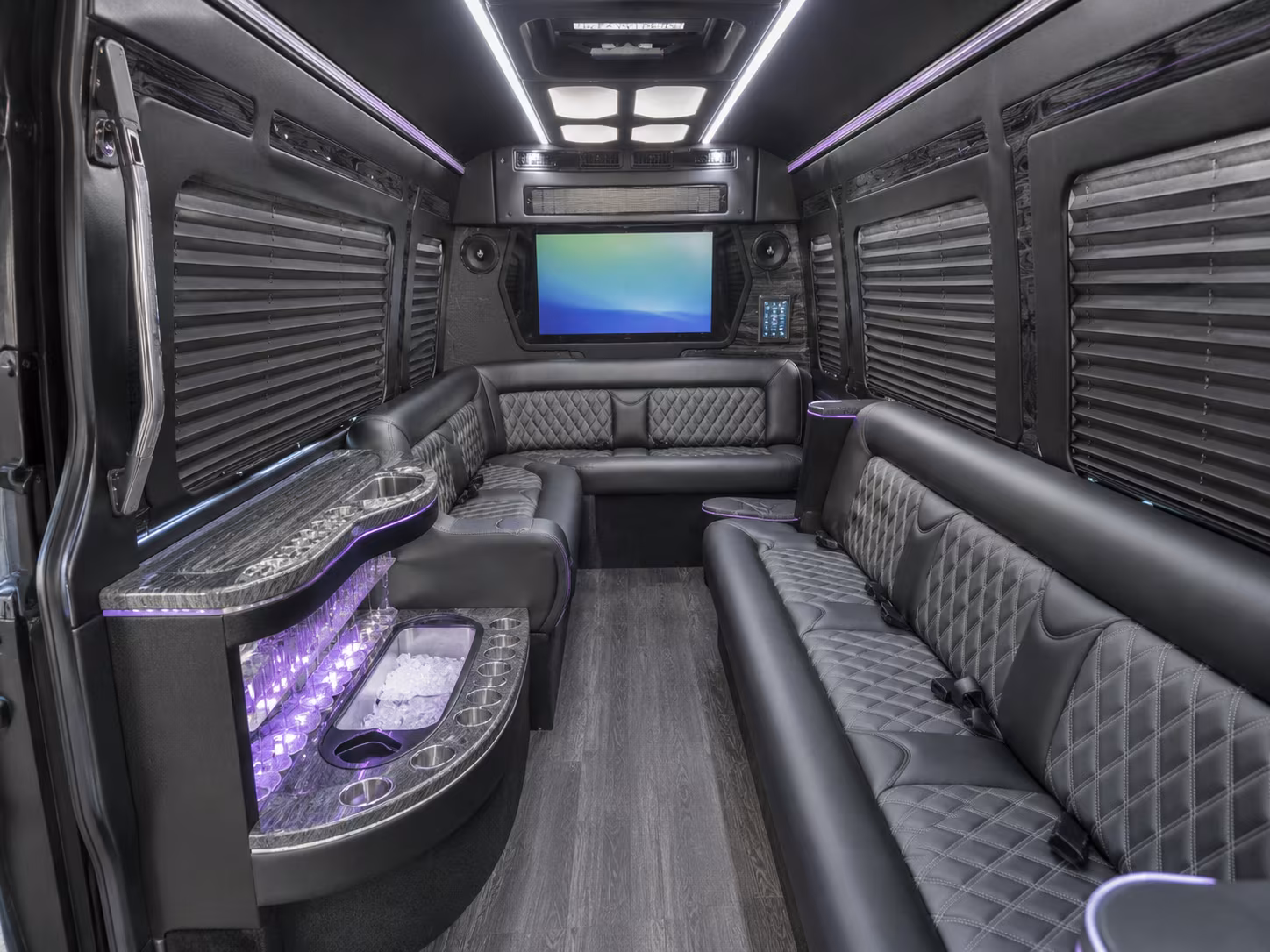 compton 50 passenger party bus interior